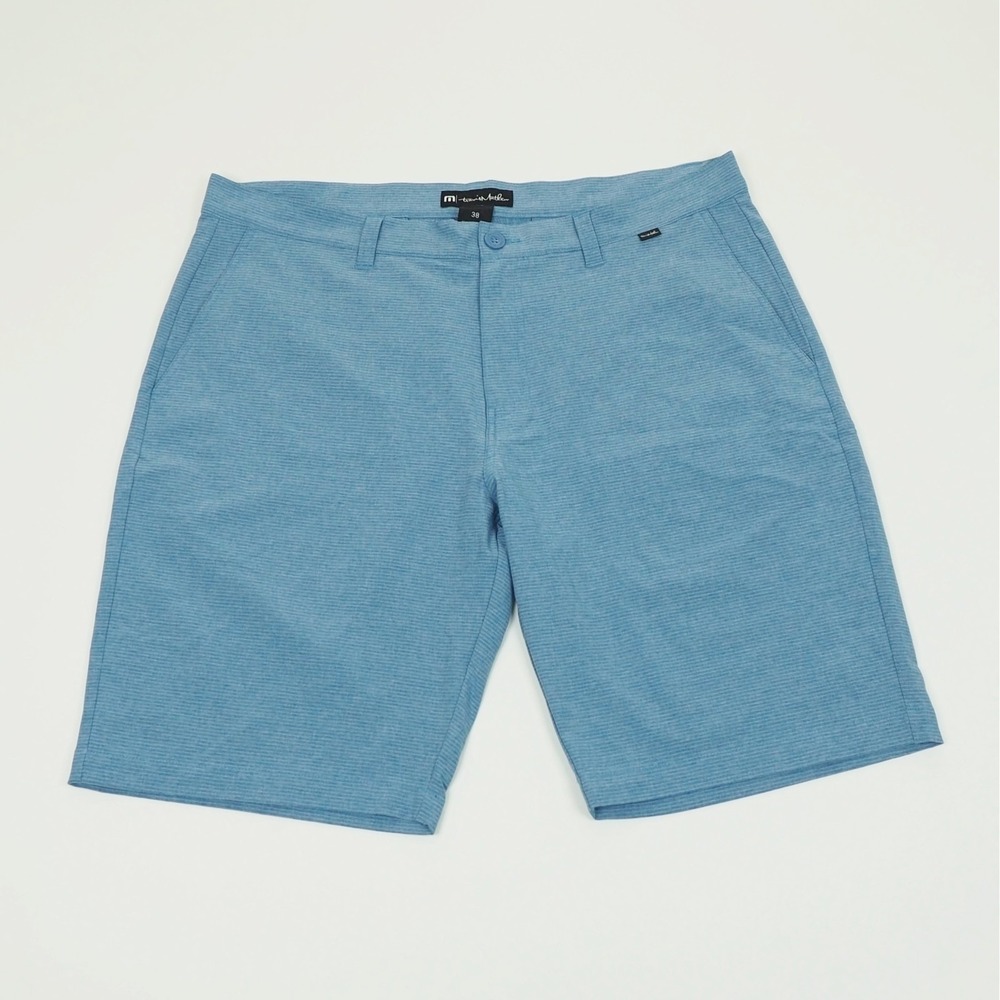Travis Mathew Sand Harbor Golf Chino Shorts Mens 38 Blue Striped Performance